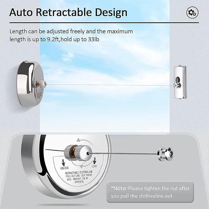 UrbanNext™ Retractable Clothesline – Minimal & Space Saving